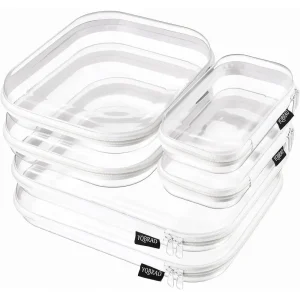 6 Pack Clear Hard Shell Zipper Case